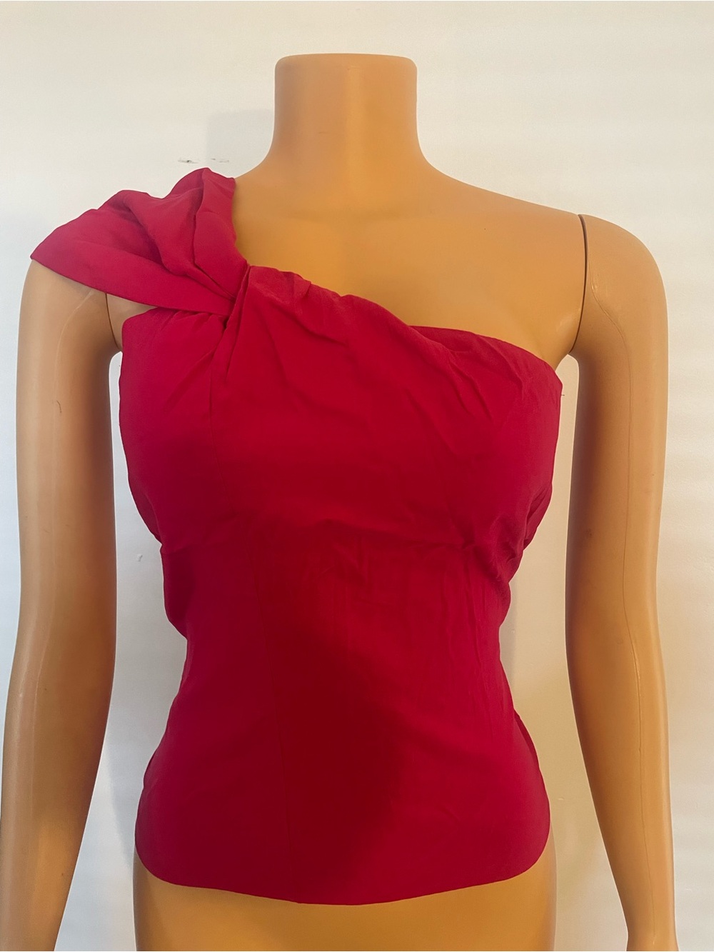 Zara Fuchsia One-Shoulder Knot Detail Top | Size M
